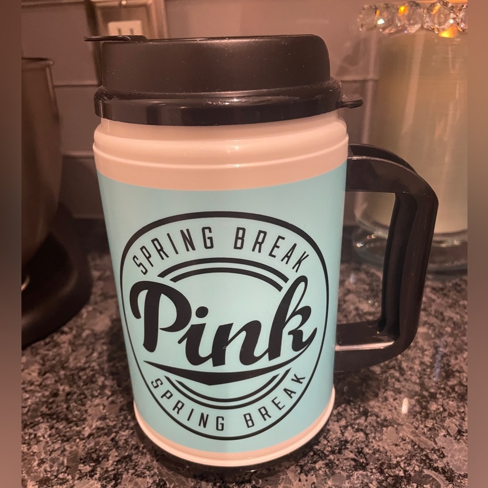Victoria's Secret Pink Spring Break Water Bottle Chug Mug Blue Aqua 24 oz